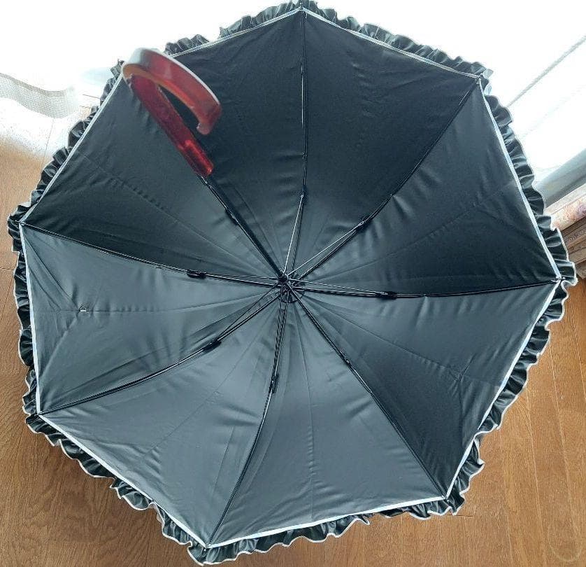 【廃盤】サンバリア100 ドーム型　長傘 フリル水玉 日傘 可愛い レア