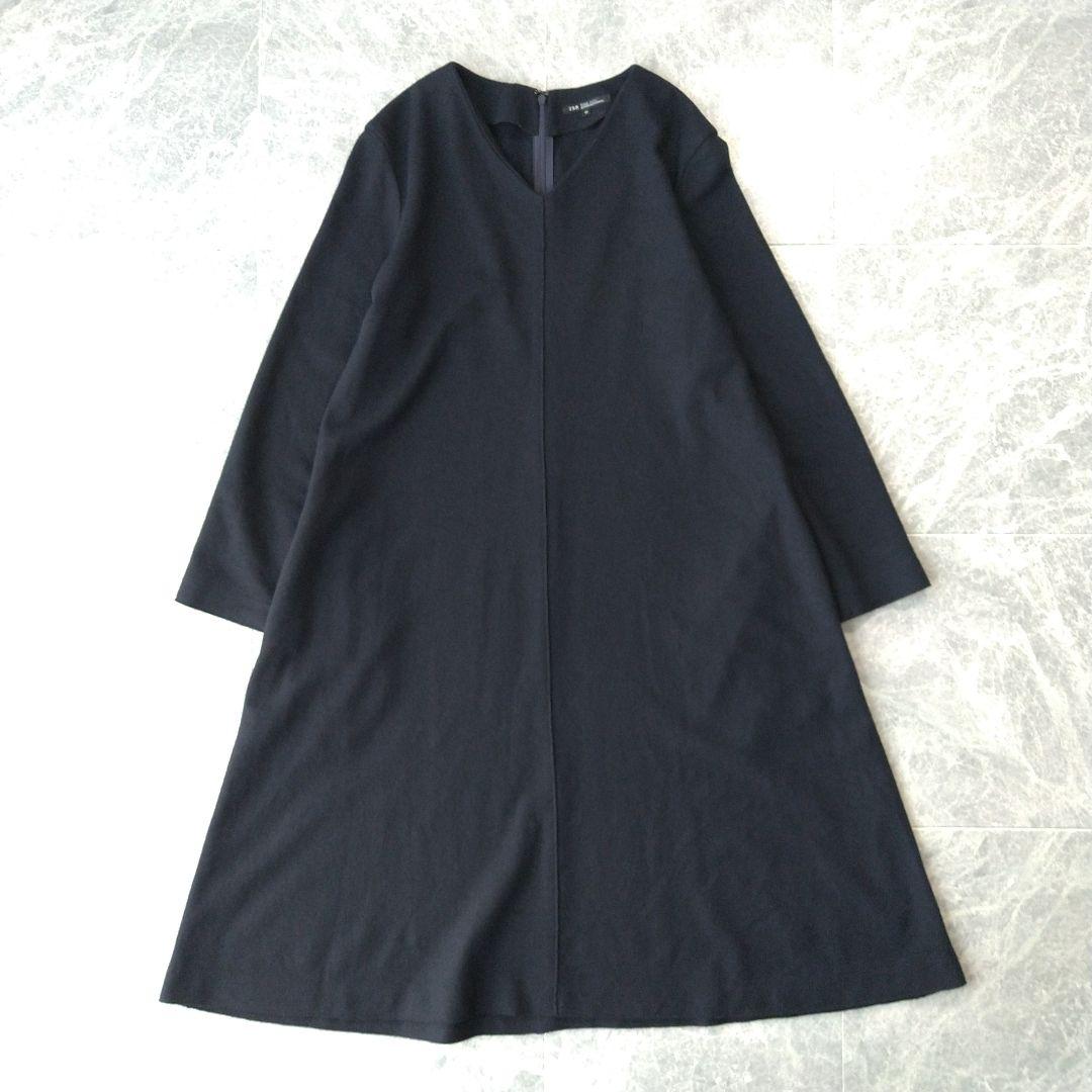 052 ふうみん様 23区 ウールジャージー フレア ワンピース ネイビー