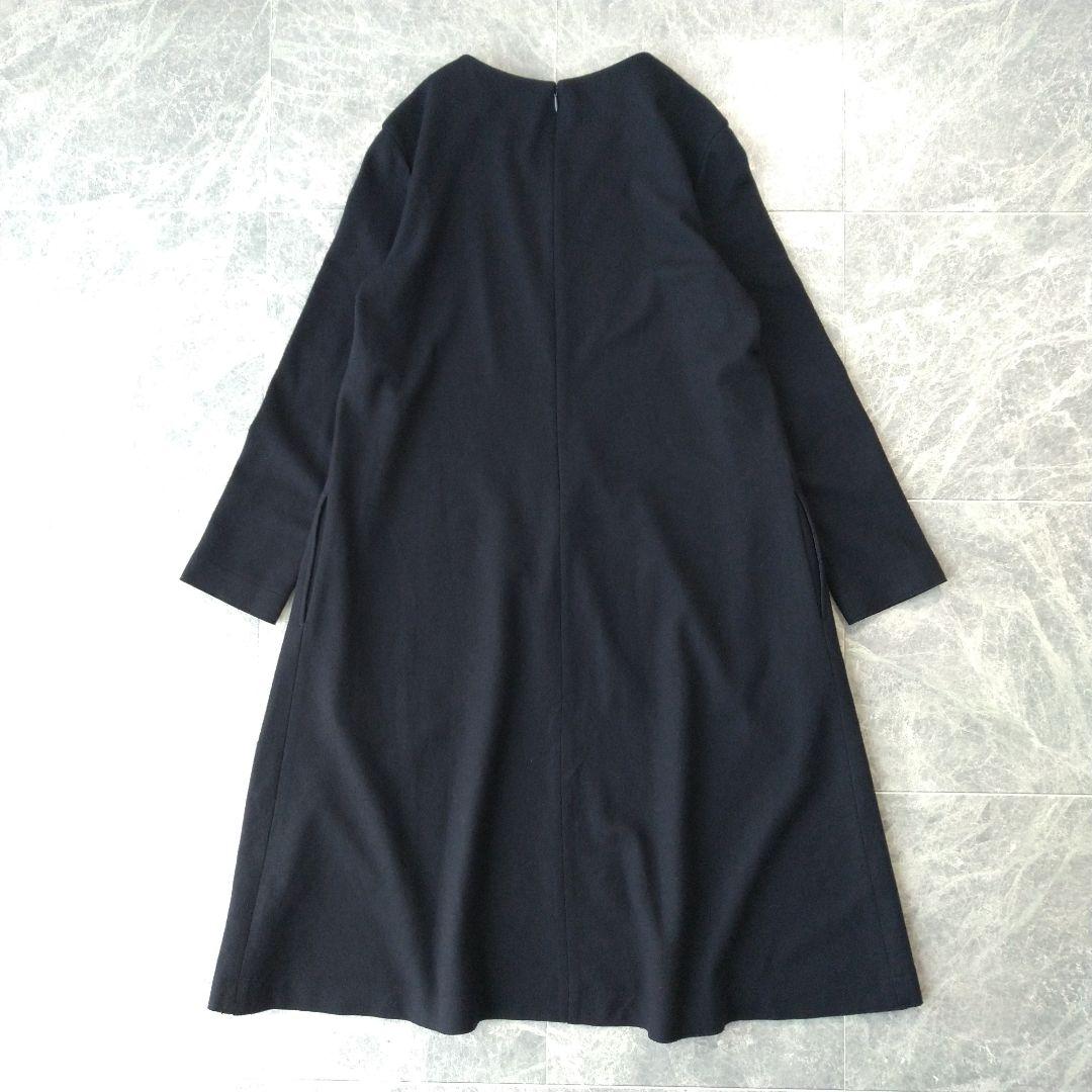 052 ふうみん様 23区 ウールジャージー フレア ワンピース ネイビー