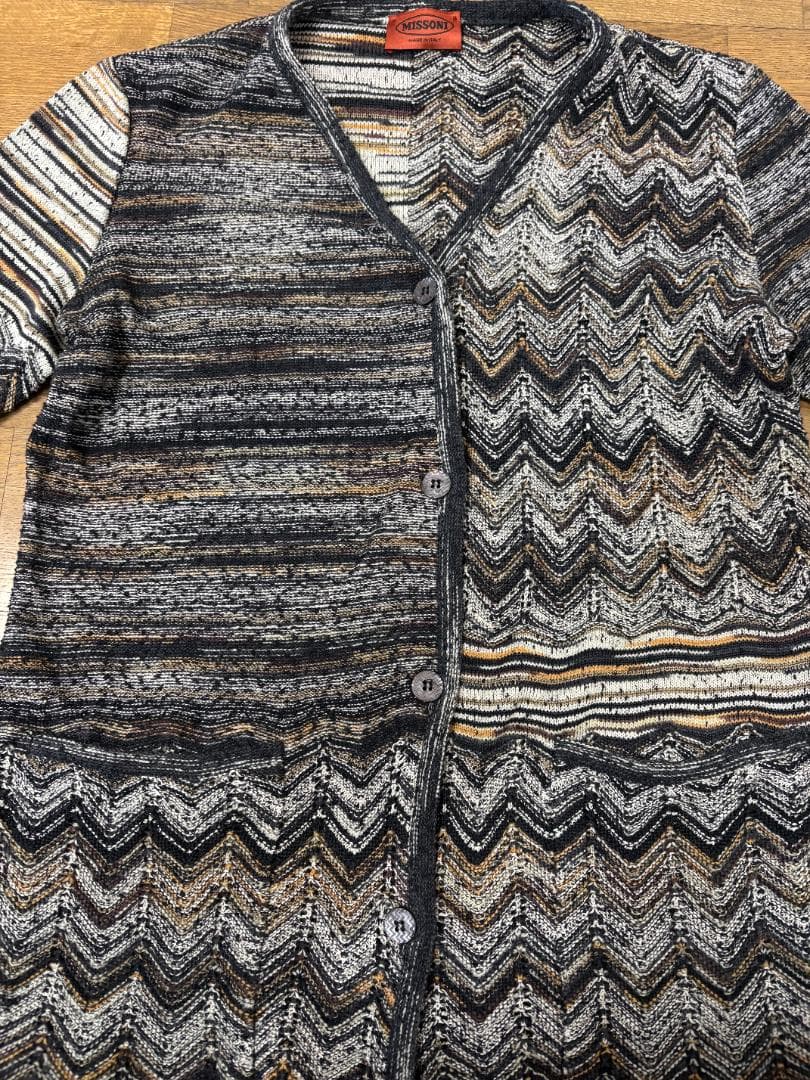 MISSONI ニットカーディガン ジグザグ柄 マルチカラー イタリア製
