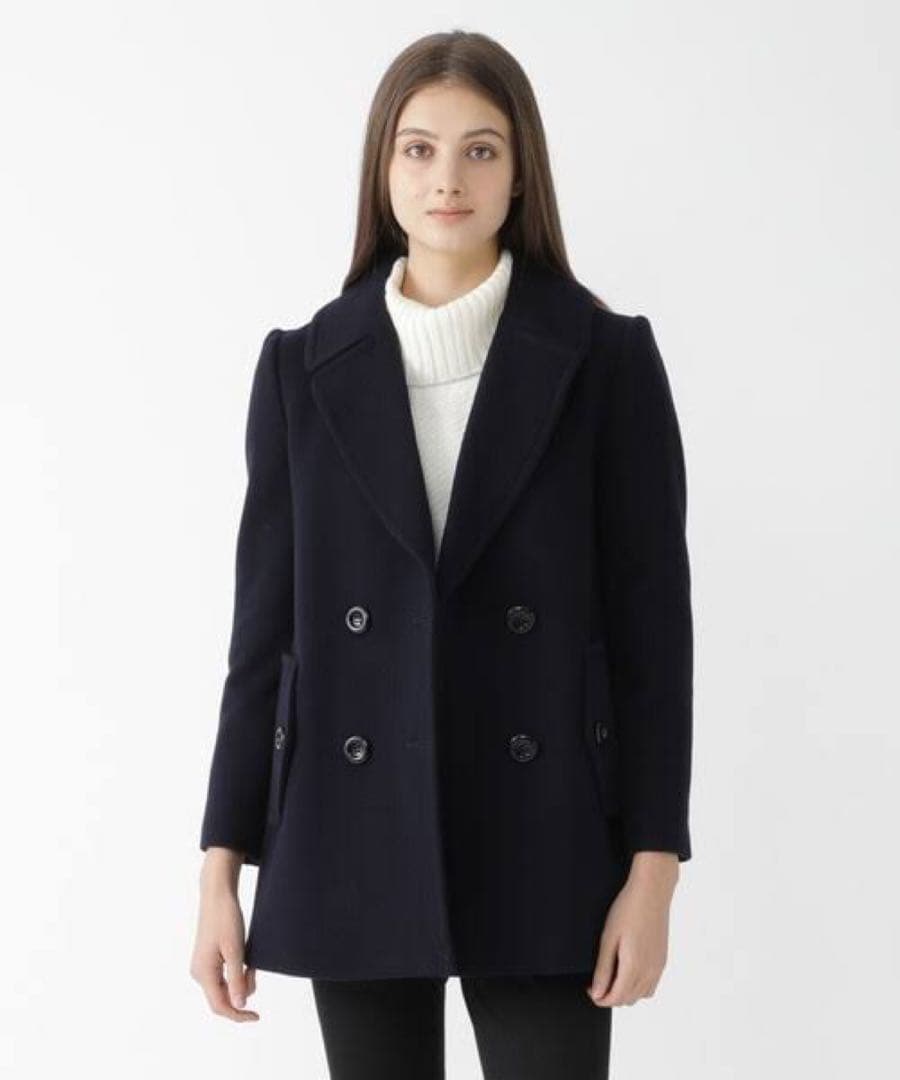 ビーバーメルトンショートチェスターコートネイビー