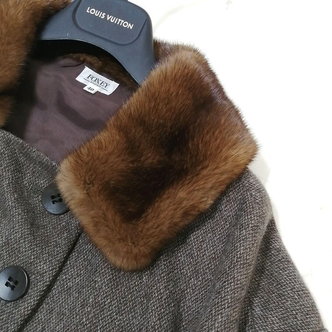 極美品✨ フォクシー　ショート丈 ジャケット　カシミヤ　ミンクファー　フレア