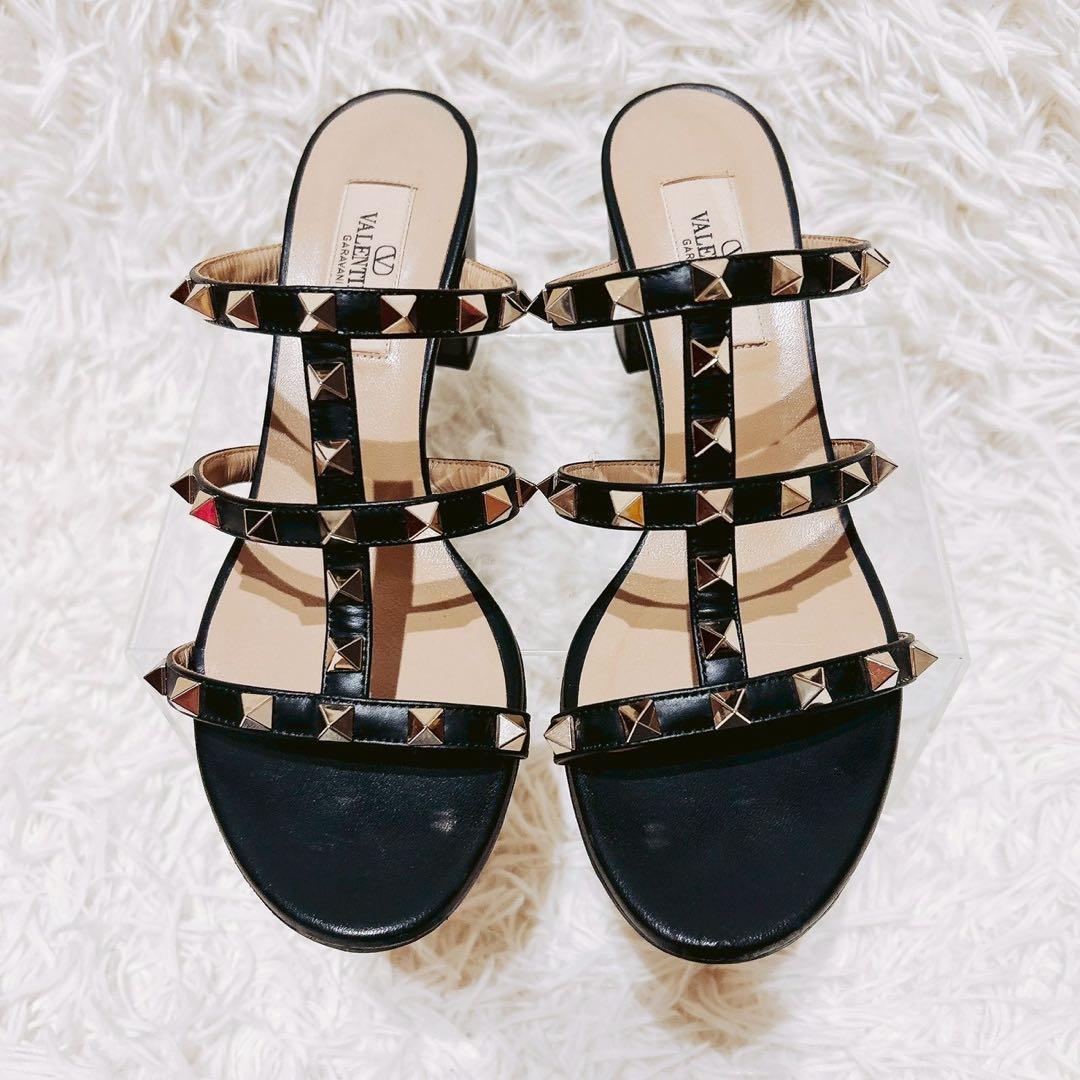 現行　ヴァレンティノ　ロックスタッズ　サンダル　黒　36.5 定価134,200