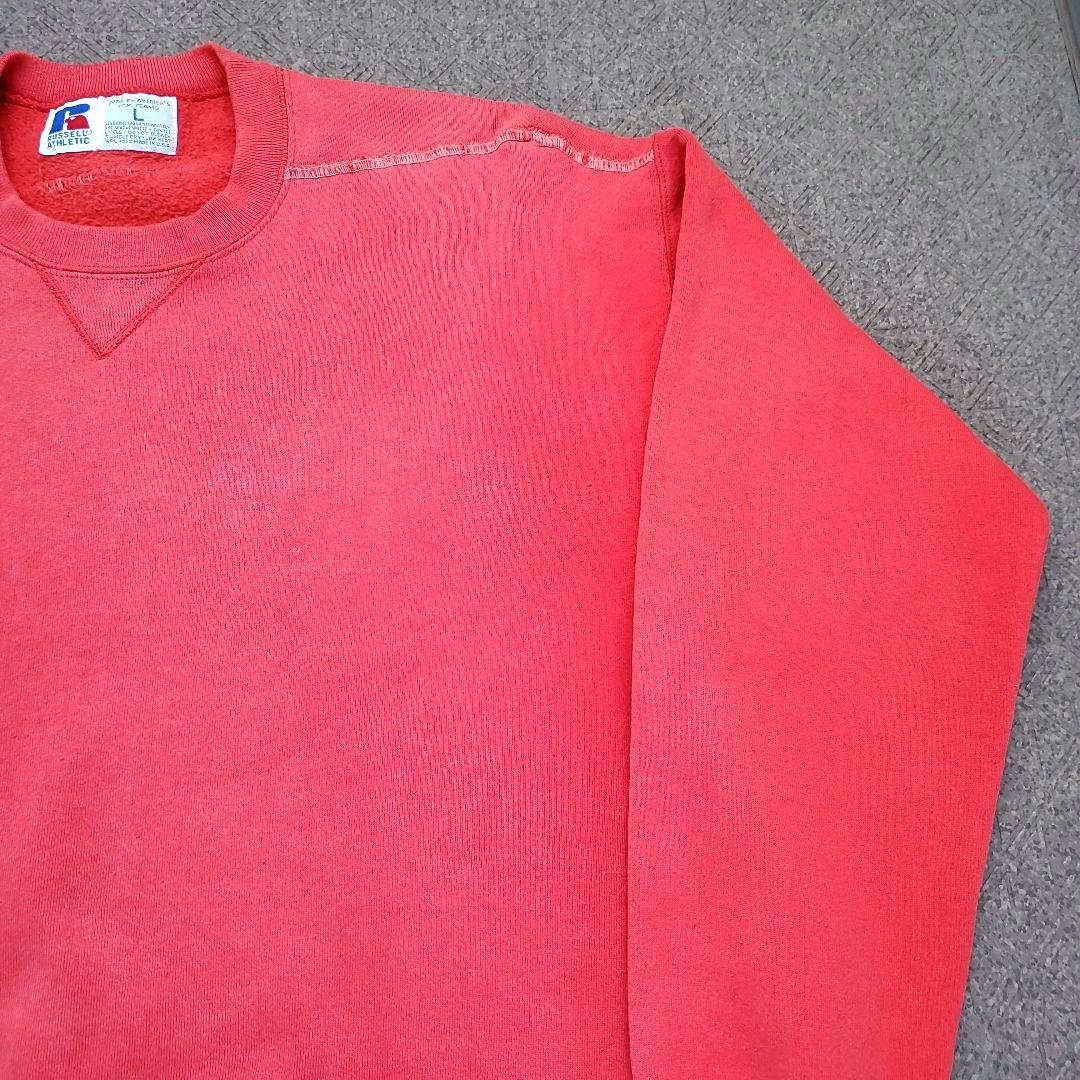 鬼フェード サーモンピンク USA製 Russell 前V スウェット 短丈 L
