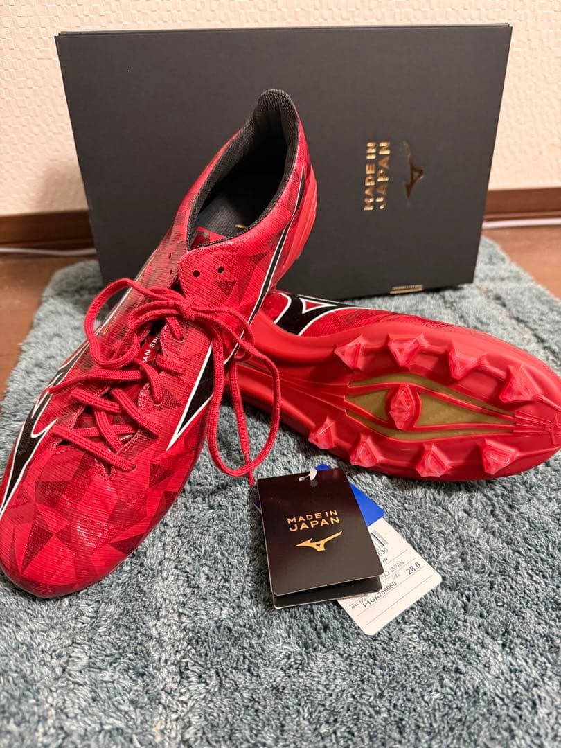 新品未使用 ミズノ アルファ2 JAPAN 28.0cm 赤 日本製