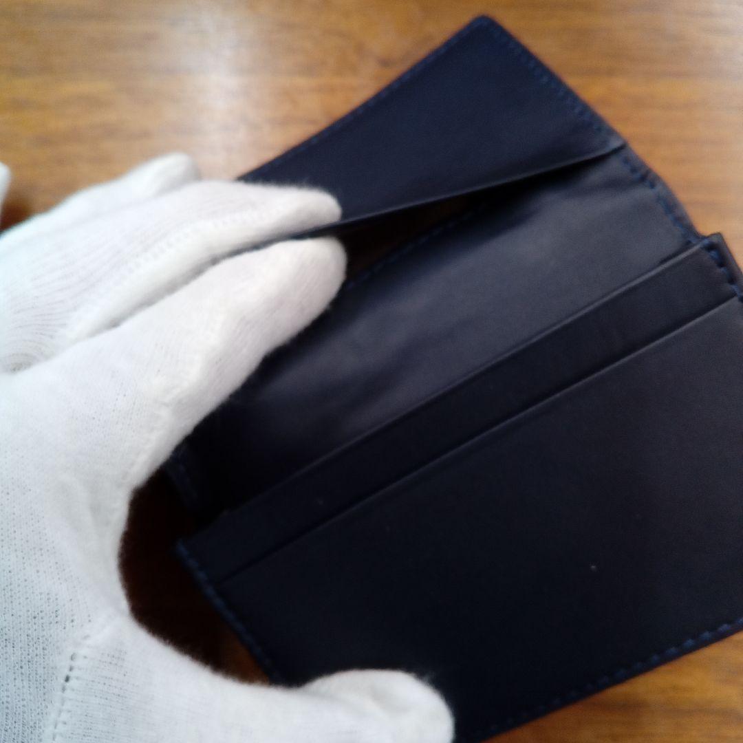 ネイビー　クロコダイル　クロコ　名刺入れ　カードケース　本革