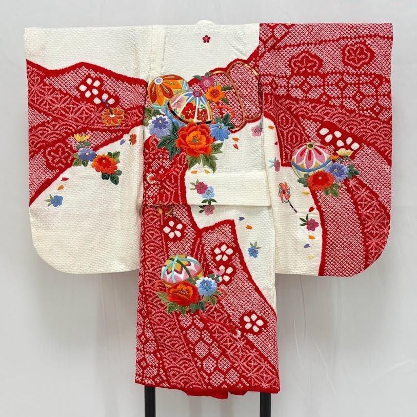 ゆりのはな　七五三　女の子　３歳　祝着　総絞り　総刺繍　金駒刺繍　正絹　I101