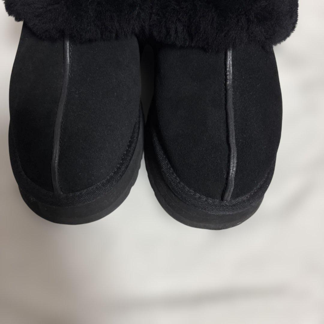 綺麗♡UGG 黒 スエード ファー付き クロッグ サンダル　サボ　アグ　24