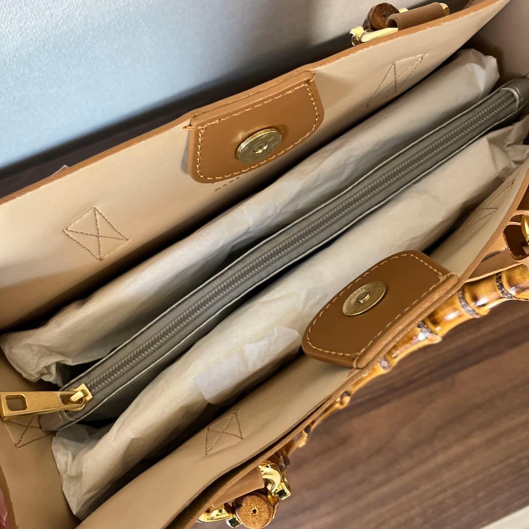 BEVINI バンブーハンドル ハンドバッグ ★スカーフはご希望の方へ