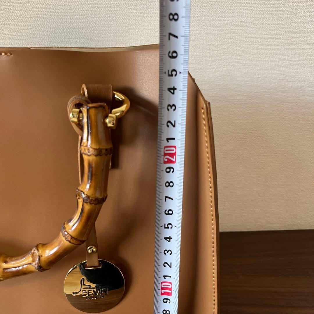 BEVINI バンブーハンドル ハンドバッグ ★スカーフはご希望の方へ