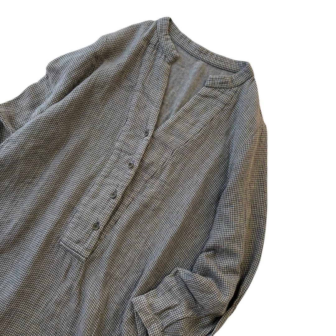 美品　群言堂 根々 石見銀山 コットンウール チュニック　千鳥柄 FREE