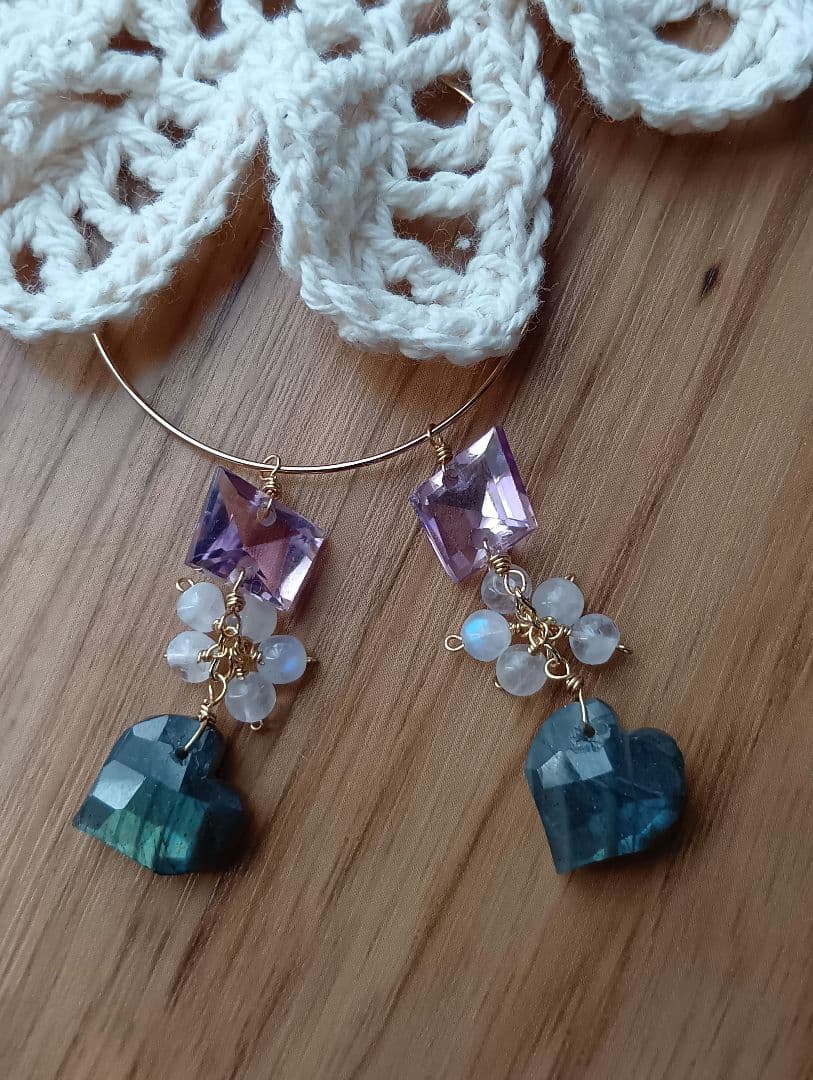 591/14kgf高品質ラブラド♡とピンクアメジストのチャーム