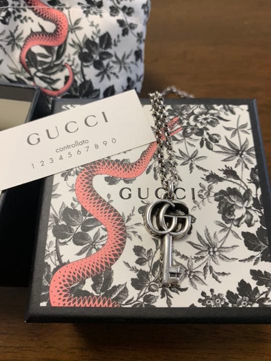 GUCCI/グッチ SV925 ダブルG キー ペンダント/ネックレス