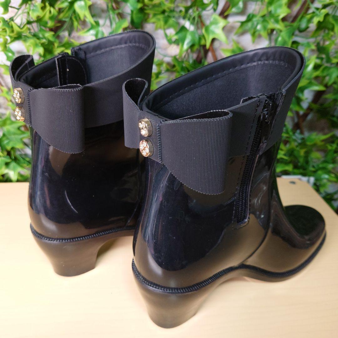 TOCCA レインブーツ バックリボン　ブラックLサイズ