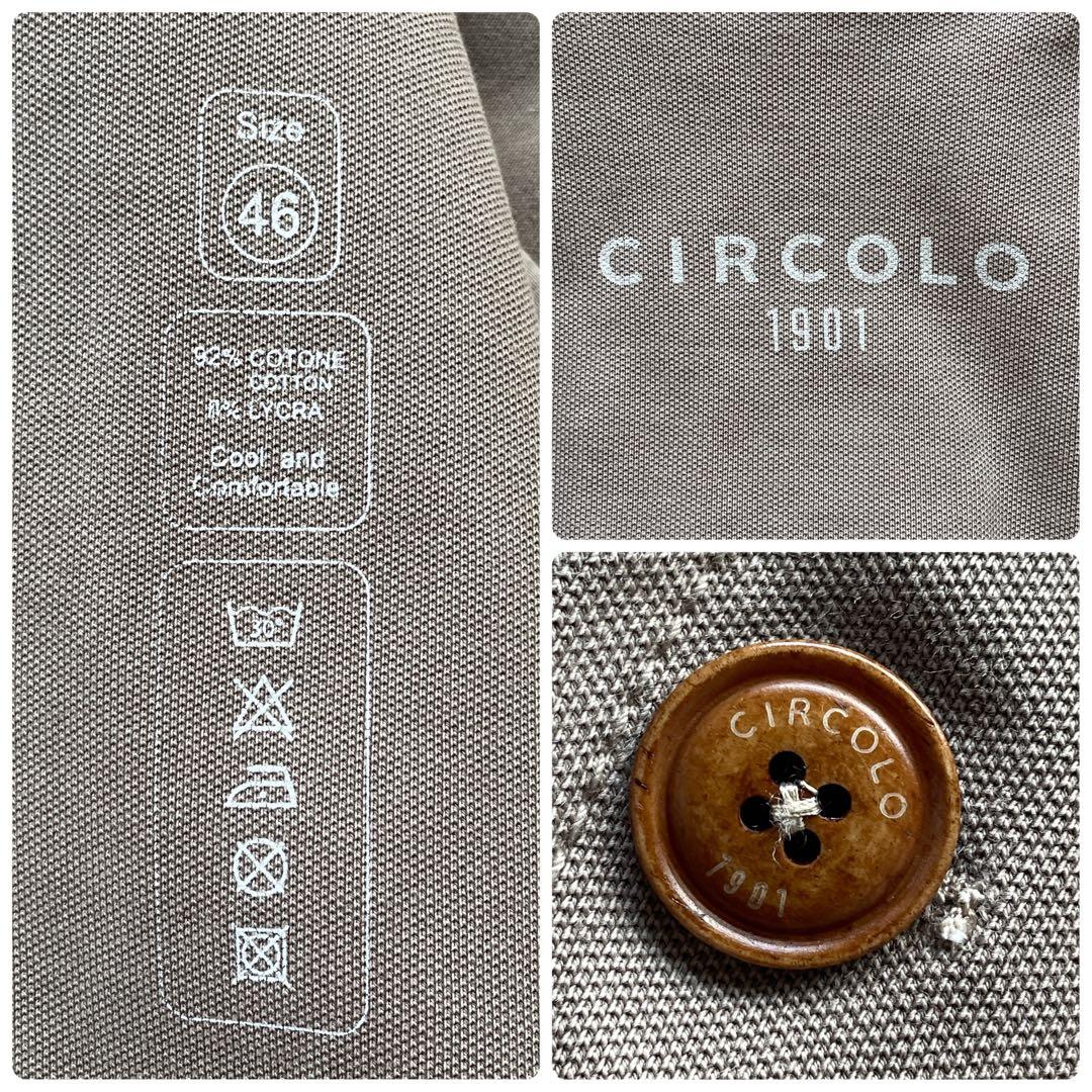 CIRCOLO ストレッチ アンコンジャケット パイピング ロゴ刻印ウッドボタン