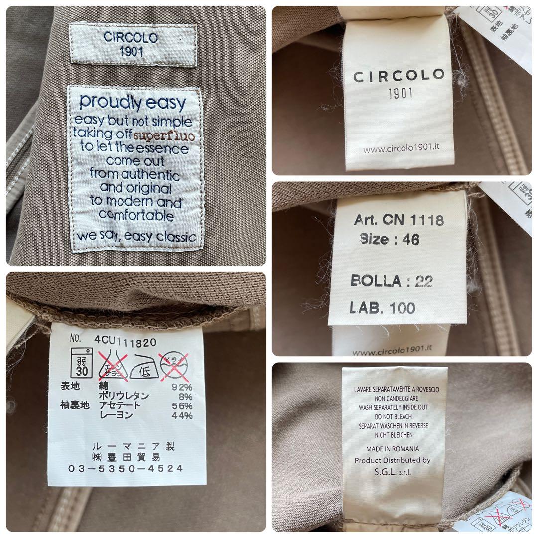 CIRCOLO ストレッチ アンコンジャケット パイピング ロゴ刻印ウッドボタン