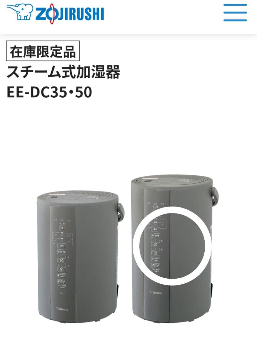 ZOJIRUSHI 象印 スチーム式加湿器 EE-DC50-HA 4L グレー