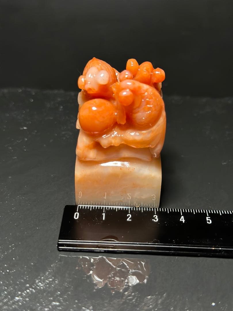 22ラオス石　金魚　桃花凍石　美材篆刻高級印材　落款　書道　雅号　展示会　箱付き