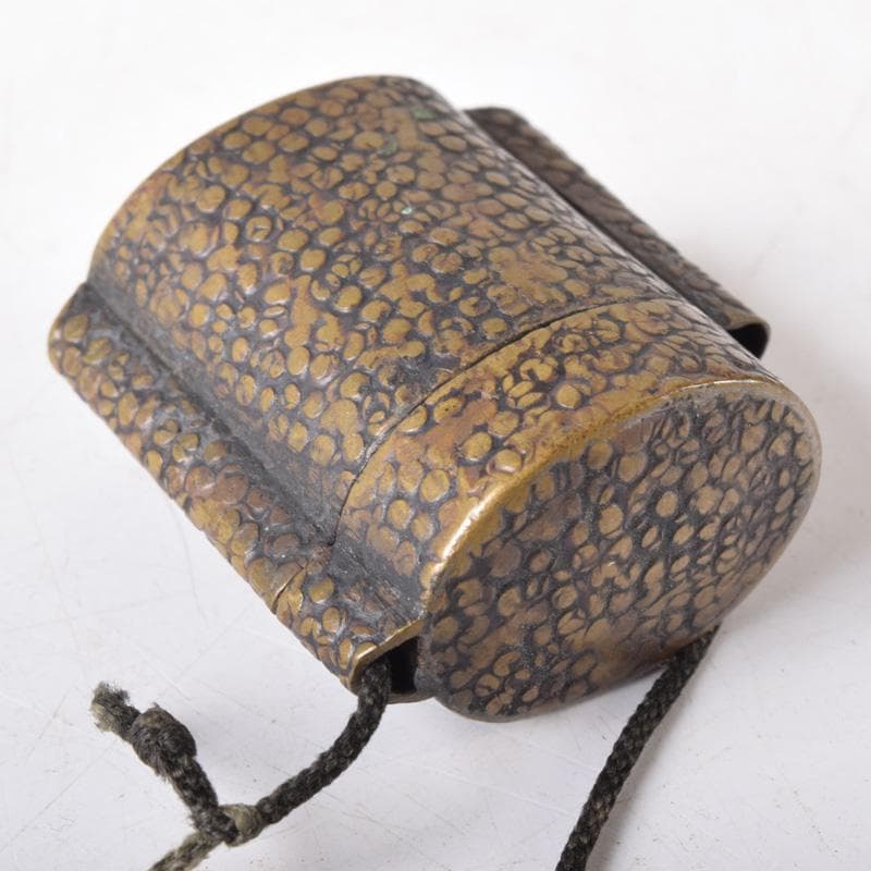 みみみ　時代提げ物　書道具　黄銅鎚目　矢立　筆　筆入　墨壺　C　7518