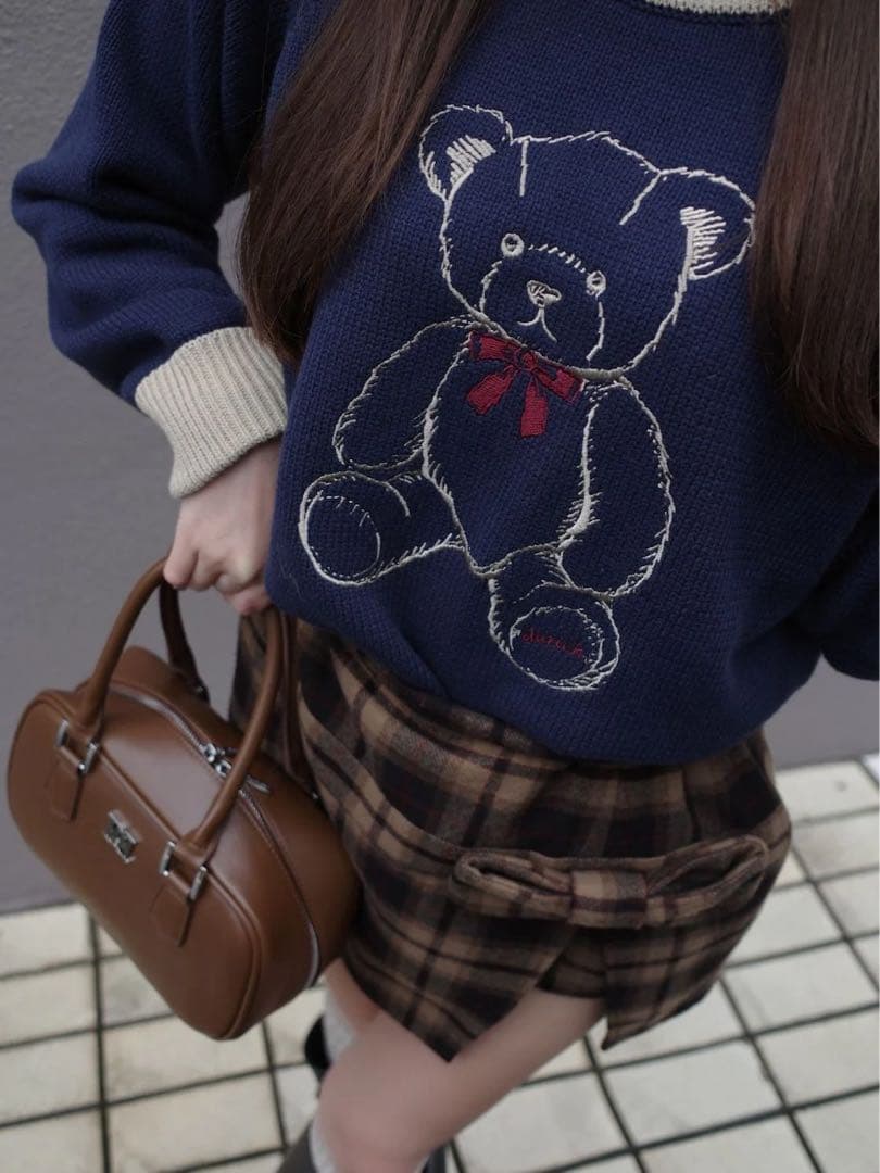 Darich ダーリッチ スリットチェックリボンミニスカート BRN Sサイズ