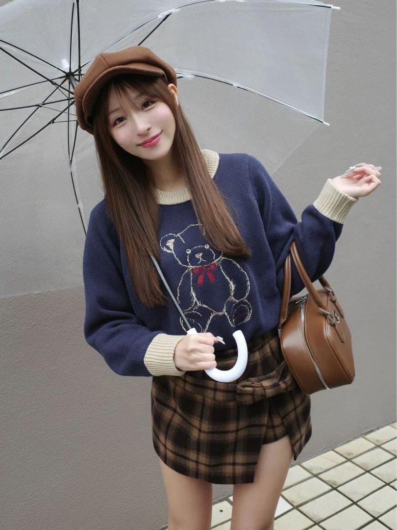 Darich ダーリッチ スリットチェックリボンミニスカート BRN Sサイズ