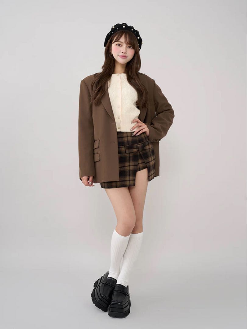 Darich ダーリッチ スリットチェックリボンミニスカート BRN Sサイズ