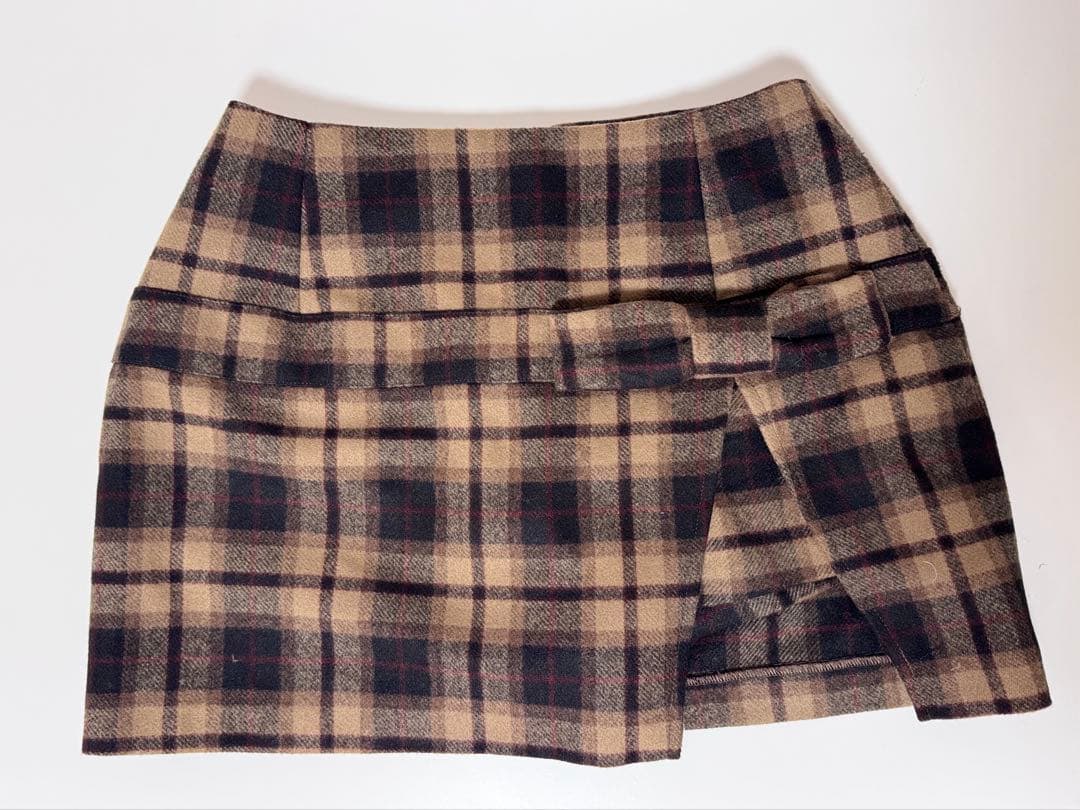 Darich ダーリッチ スリットチェックリボンミニスカート BRN Sサイズ