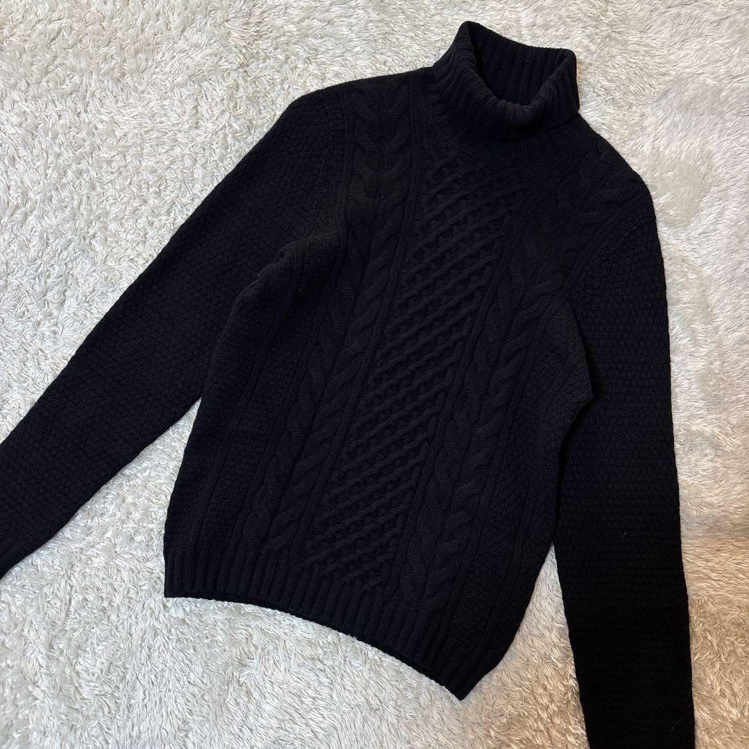 美品＊ドルモア タートルネックニット ケーブル 48 ブラック　イタリア製　黒