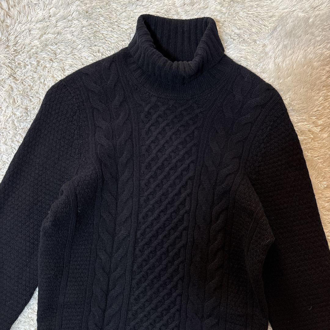 美品＊ドルモア タートルネックニット ケーブル 48 ブラック　イタリア製　黒