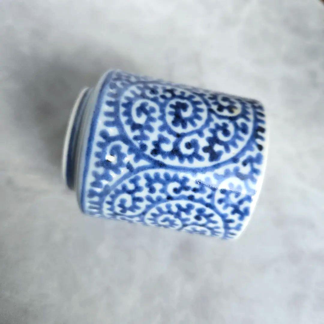 古伊万里　染付　蛸唐草　小猪口　覗き　向付　江戸時代　骨董　金継ぎ　アンティーク