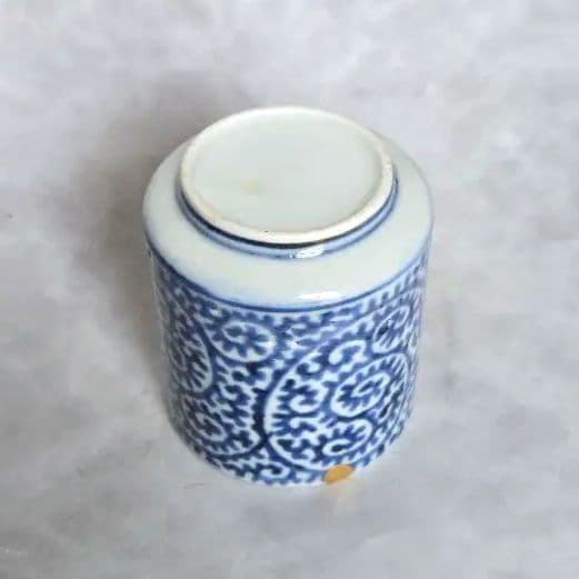 古伊万里　染付　蛸唐草　小猪口　覗き　向付　江戸時代　骨董　金継ぎ　アンティーク