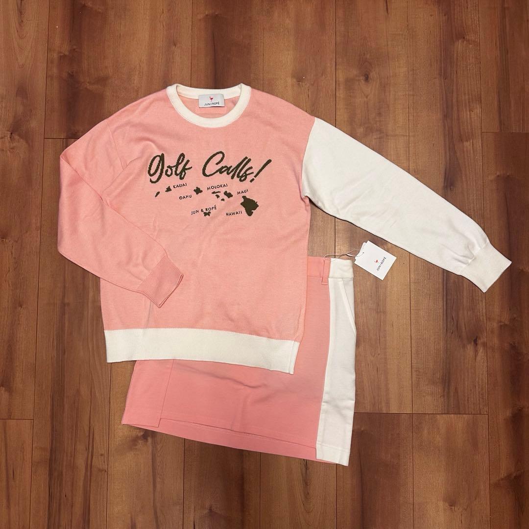 長袖セーター　裏起毛スカート　セットアップ　サイズS 秋冬　ゴルフウェア　保温