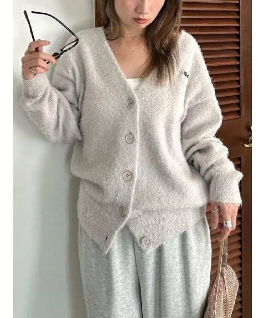 SNIDELスナイデル×LACOSTEラコステコラボ限定ラメニットカーディガン