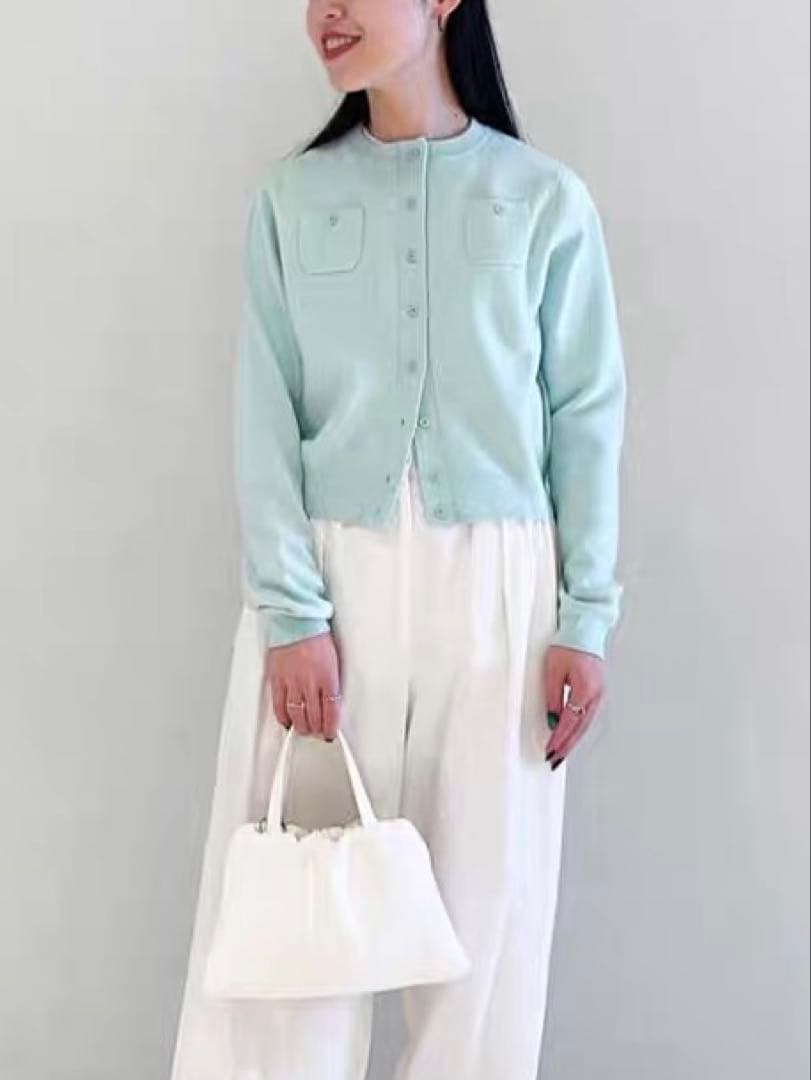 未使用 CABaN コットンカシミヤ クルーネックカーディガン62番 S