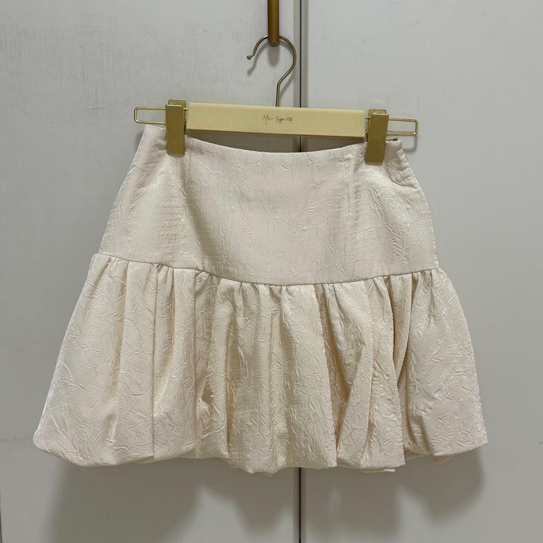スカート Herlipto Bubble Mini Skirt ecru S Size