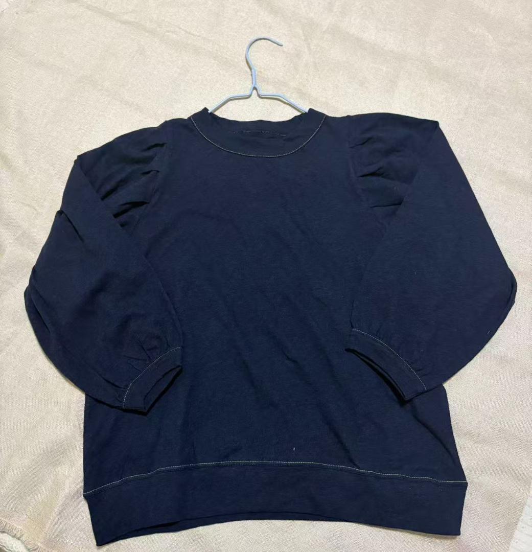 45R ネイビー パフスリーブ 長袖トップス 美品 M