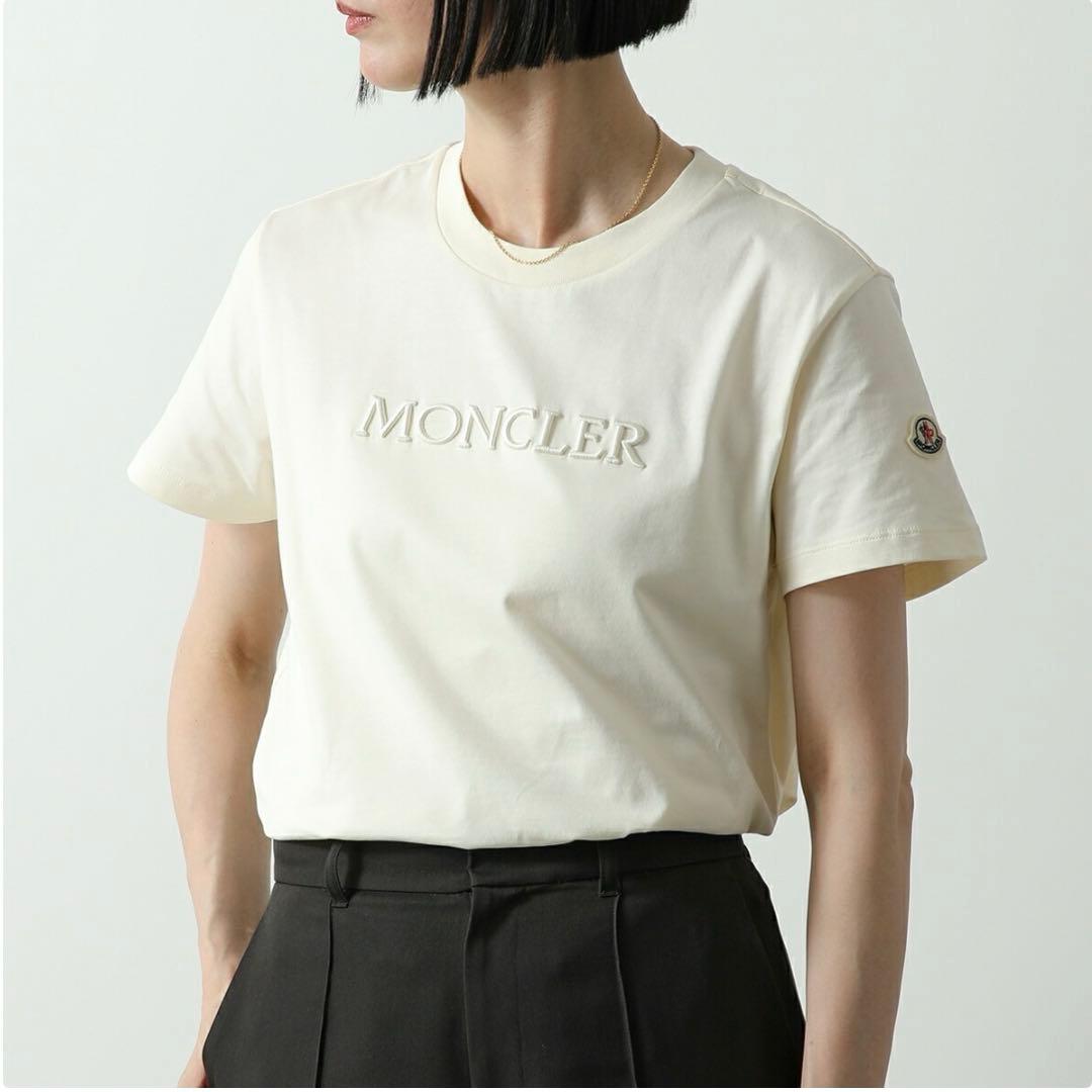 新品 モンクレール Tシャツ 2025 モンクレ ホワイトアイボリー