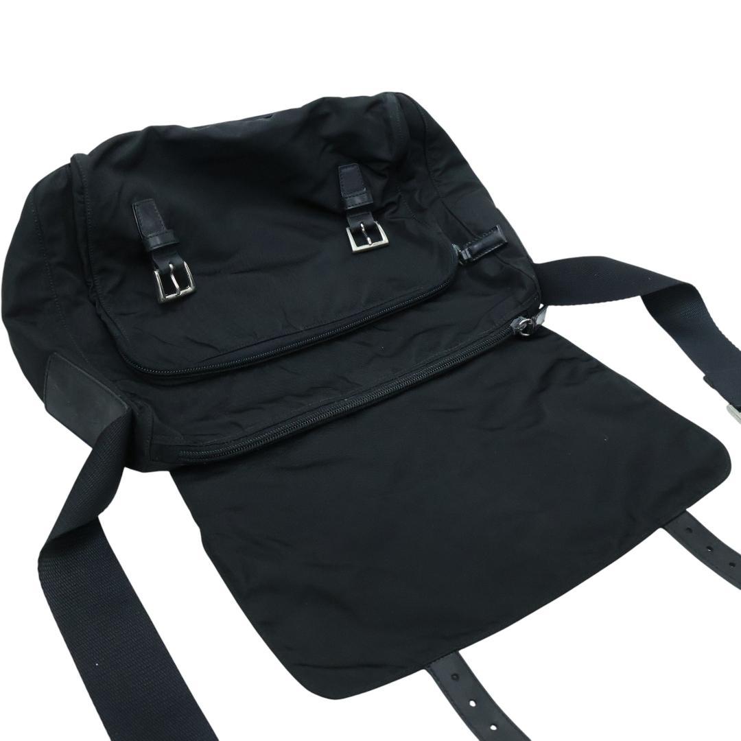 美品 PRADA プラダ ショルダーバッグ 3角プレート 白タグ ブラック