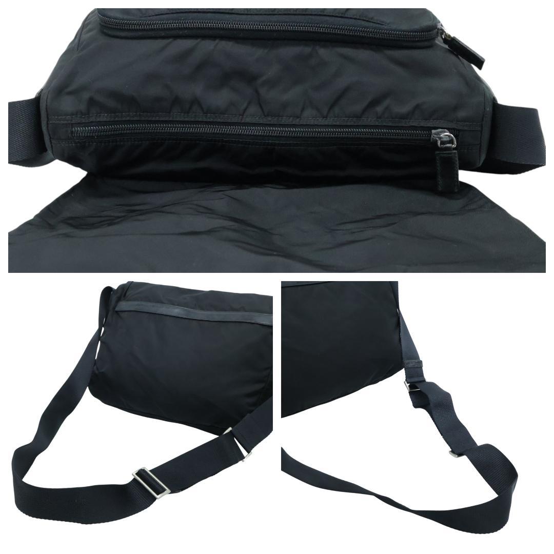 美品 PRADA プラダ ショルダーバッグ 3角プレート 白タグ ブラック