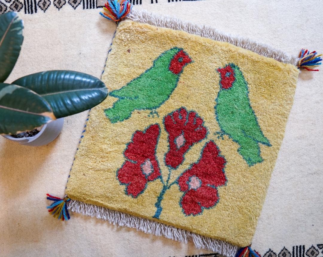 40×40cm ペルシャ絨毯 手織りギャッベ アマレ族 ギャベ