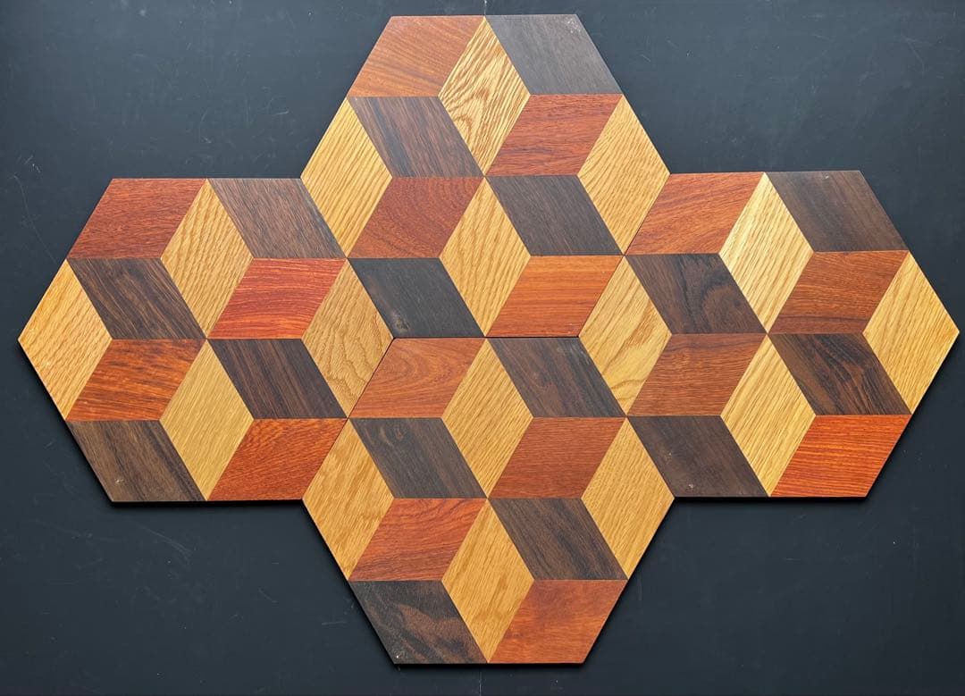 六角形無垢材モザイクフローリング12枚