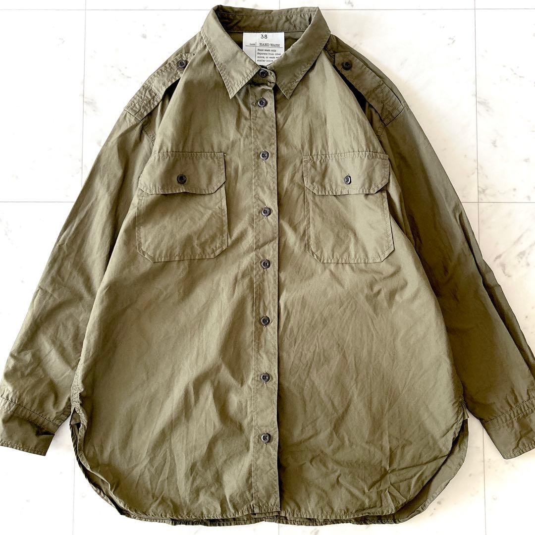 美品 ドゥーズィエムクラス オーバーサイズ ミリタリー シャツ カーキ長袖