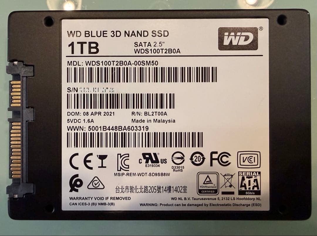 内蔵型SSD WD Blue 1TB 3D NAND SATA SSD