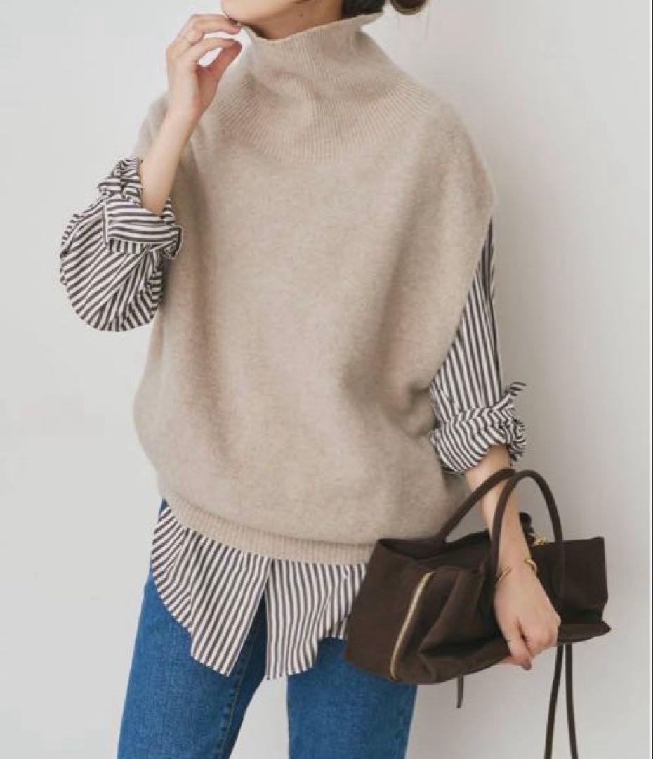 Spick & Span オフタートルニットベスト