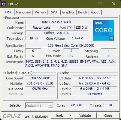 Intel Core i5 13600K (動作確認済み)