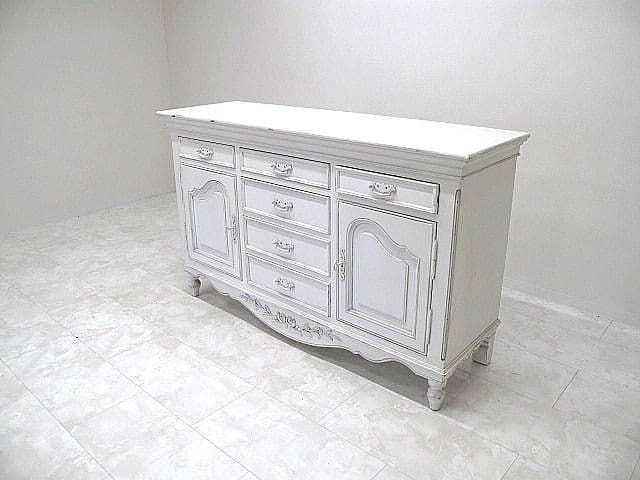 展示品　フレンチシャビー ホワイトペイント サイドボード 　リビングボード