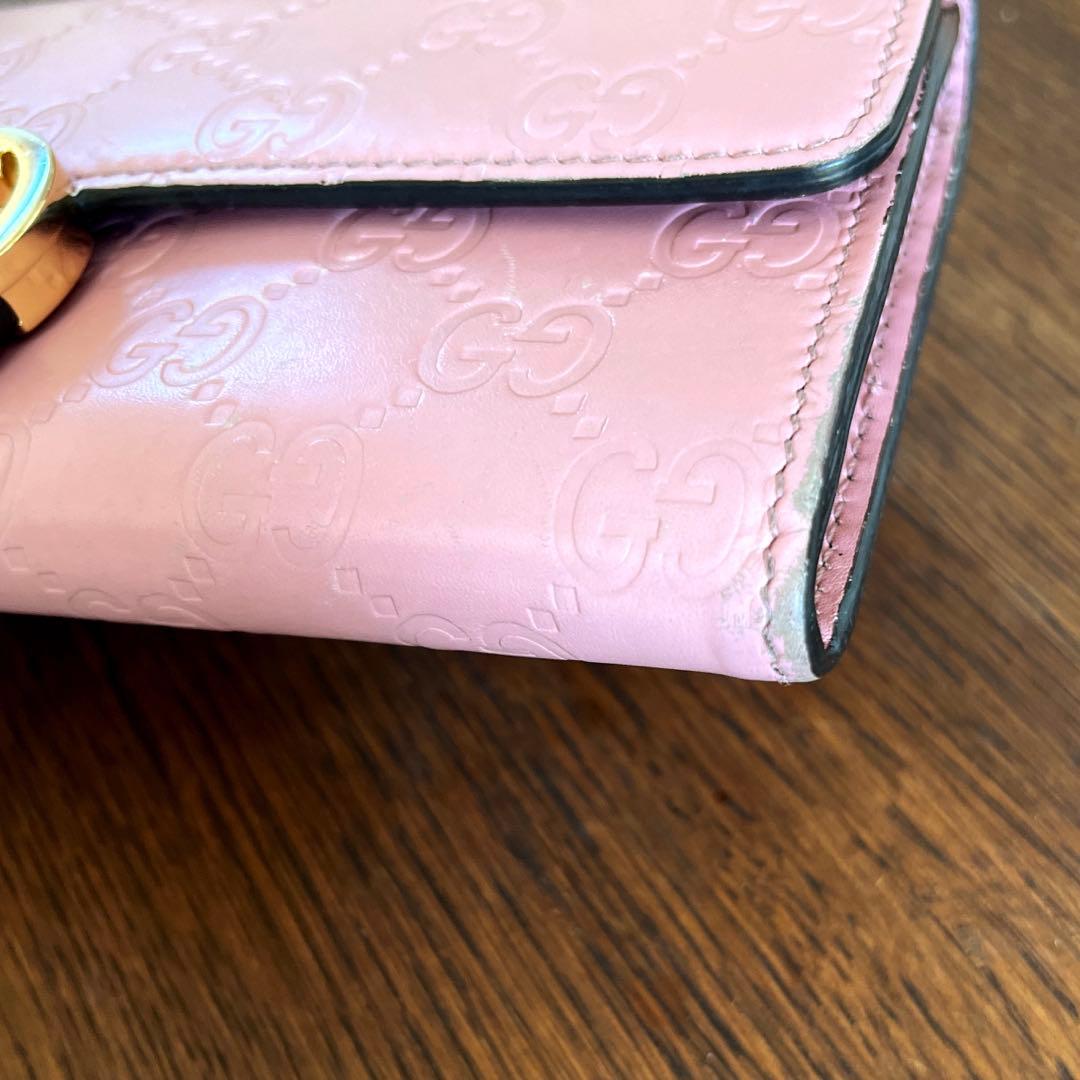 GUCCI 長財布　インターロッキング　GGライン ピンク　レディース