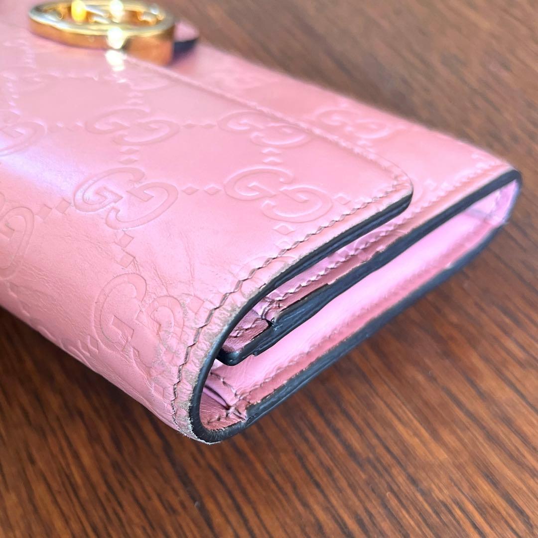 GUCCI 長財布　インターロッキング　GGライン ピンク　レディース