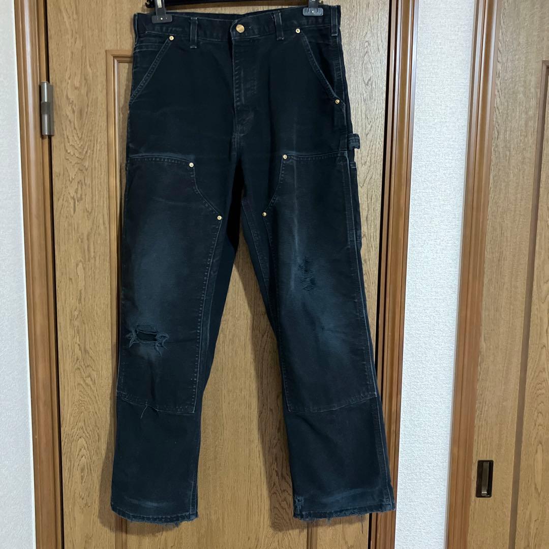 カーハート ダブルニー　ブラックフェード　made in USA ビンテージ