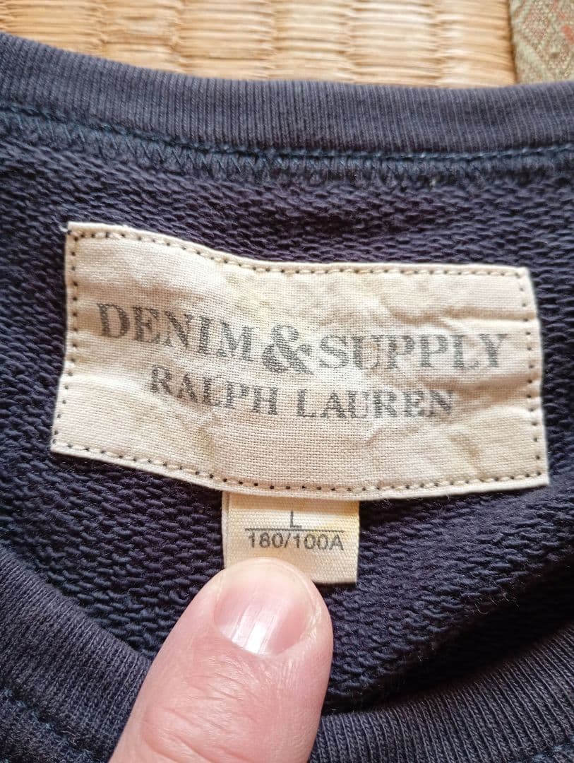 デニム＆サプライ　RRL ラルフローレン　茄子紺　前Vスウェット　カレッジ